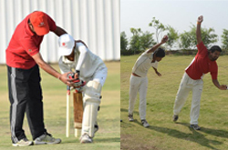 Cricket practicing With Coach